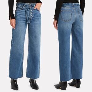 Boyish by HER NWT The Charley Belted Wide Leg Cotton Raw Hem Button Fly Jeans